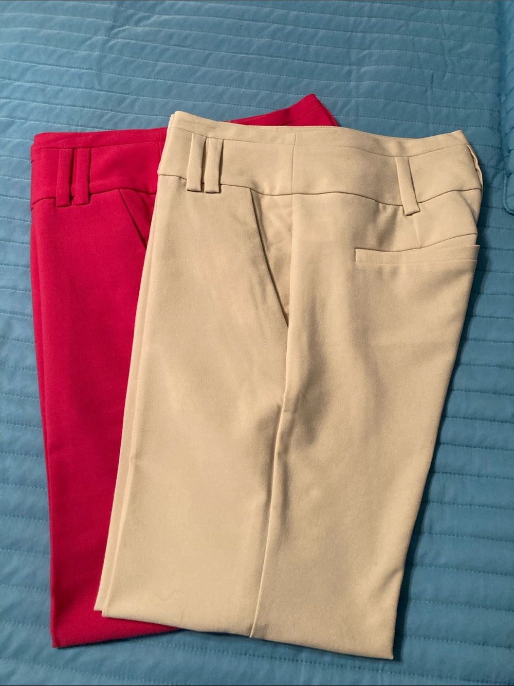 New York & Company Pink and Cream Skinny Pants